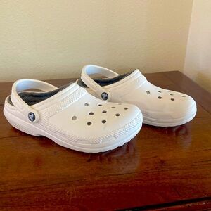 White Crocs - Lined - like new (W9)